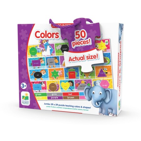 Puzzle mare Educativ de podea sa invatam Culori si Forme in engleza 50 piese 91.44x60.96 cm